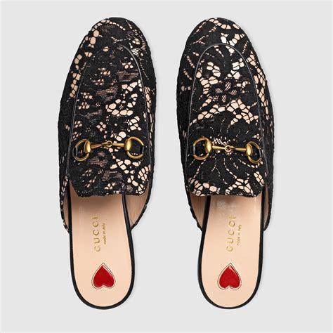 gucci princetown lace slipper|gucci princetown slippers street style.